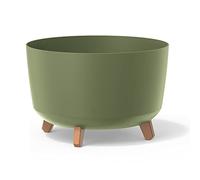 Macetero Color Verde Tierra, con Patas Desmontables, Redondo, colección Gracia de 39cm x 39cm x 25,7cm cm, Capacidad de 21,5 L.
