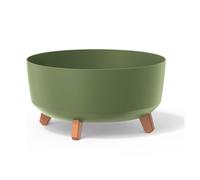 Prosperplast Macetero colección Gracia redondo Verde Tierra 38×38×19,5 cm 14,3 L patas desmontables