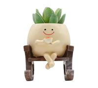 Macetero con cabeza colgante y columpio, cara sonriente, mecedora, maceta para suculentas con drenaje, maceta decorativa para interiores y exteriores