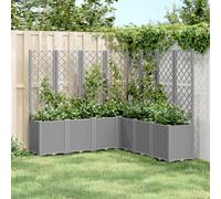Macetero con enrejado, color gris claro, 160 x 160 x 140 cm, polipropileno | 7 cajas modulares de ratán para almacenamiento de humedad, para tomates y rosas