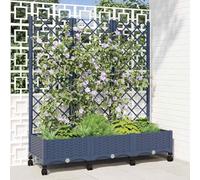Macetero con enrejado y ruedas, color gris azulado, 120 x 40 x 131,5 cm | Polipropileno, resistente, eficaz drenaje, para tomates, correas de hierbas, terrazas, balcones, jardines