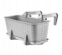 KADAX Maceta de Plástico Imitación Ratán, Macetero Rectangular con Platillo y Soportes para Exterior, Jardinera Colgante para Balcón (Gris, 40 cm)
