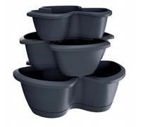 Prosperplast Maceta RESPANA TRIO 28,1 L – Alta capacidad, 3 niveles, Antracita 470x470x405 mm