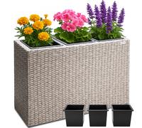 Macetero de jardín 88x30,5x60 poliratán crema