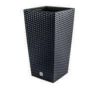 Macetero de ratán Prosperplast 26.6 L Sembradora de antracita Interior exterior con caja interior resistente a la intemperie, negro, 26.5 x 26.5 x 50 cm, DRTS265-S433