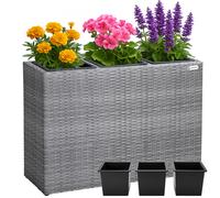 Macetero exterior 3 macetas poliratán gris 83x305x60cm