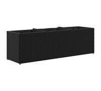 Macetero negro 105 x 30 x 32 cm, bancal alto de poliratán con 3 compartimentos, jardinera con estructura de acero pulverizado y bolsa de fieltro para flores o plantas