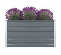 Macetero para plantas, balcón, macetero, jardinera, jardinera elevada, para jardín, bancal alto, 100 x 100 x 45 cm, acero galvanizado, color gris, adecuado para balcones de jardín al aire libre
