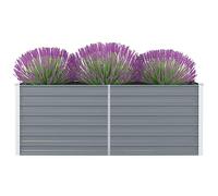 Macetero para plantas, balcón, macetero, jardinera, jardinera elevada, para jardín, bancal alto, 160 x 80 x 45 cm, acero galvanizado, color gris, adecuado para balcones de jardín al aire libre