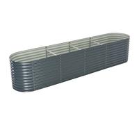 Macetero para plantas, balcón, macetero, jardinera, jardinera elevada, para jardín, bancal alto, 400 x 80 x 81 cm, acero galvanizado, color gris, adecuado para balcones de jardín al aire libre