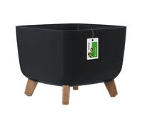 Prosperplast Gracia Square - Maceta con Patas extraíbles con inserción para Interior y Exterior, 39 x 39 x 27 cm, Color Gris