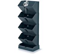 Prosperplast Macetero vertical Cascade Mini plástico Antracita 19,5x11,4x47,5cm con tijeras