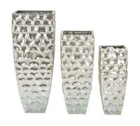 Maceteros De Metal Plateado Cm Ø 38,1x90,8-30,5x75,6-24,8x62,2.