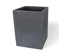 Maceteros Grandes Exterior - PINCHO - Macetas Cuadradas, Tiestos Para Plantas Interior, Decoración Terraza Exterior + Textura Piedra, Plástico PE Anti-UV - 30×30×40 cm, Negro, Fondo Reforzado Ligero