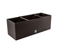 Jardinera rectangular 17 litros con autorriego color chocolate 52x20x19cm