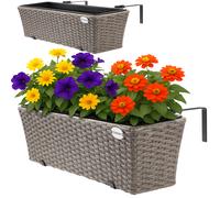 Maceteros ventana set de 2 crema 60x20x19cm