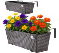 Maceteros ventana set de 2 marrón 60x20x19cm