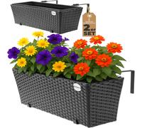 Maceteros ventana set de 2 negro 60x20x19cm