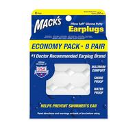 Mack's Pillow - Tapones de silicona suave para los oídos, 8 pares, los tapones originales de masilla de silicona moldeable para dormir, roncar, nadar, viajar, conciertos y estudiar. Fabricado en