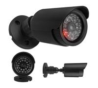 Maclean Cámara Falsa IR1800 LED Parpadeante IP44 | Exterior e Interior Soporte Ajustable Pegatinas de Advertencia Protección preventiva eficaz (1, Negro)