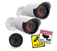 Maclean Cámara Falsa IR1800 LED Parpadeante IP44 | Exterior e Interior Soporte Ajustable Pegatinas de Advertencia Protección preventiva eficaz (2, Blanco)
