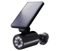 Maclean Cámara Solar Simulada con Sensor de Movimiento y Luz LED, Cámara de Vigilancia IP Simulada con Lente, IP44, Uso en Exteriores, 220lm, 6500 K, Energía Solar, LED Rojo Intermitente