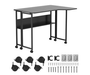 Maclean Escritorio Plegable con Ruedas, Tablero ergonómico (Negro, 100 x 73 cm, MC-126)
