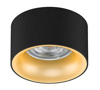 Maclean Lámpara empotrada en el techo con casquillo GU5.3 MR16 para bombillas LED y halógenas de hasta 35W 70x40mm Foco empotrado Aluminio Redondo Reflector Negro/Oro