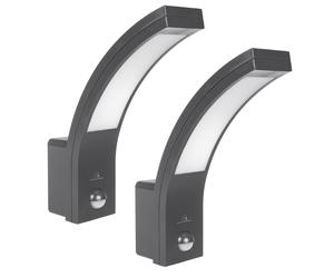 Maclean Lámpara LED exterior MCE244 GR 2 unidades 10W IP54 4000K PIR