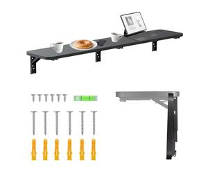 Maclean MC-129 Estante de Pared Plegable 100x20 cm Capacidad de Carga 50 kg Mesa Plegable con Bloqueo Seguro botón Nivel de Burbuja Incluido para Cocina baño (Negro)