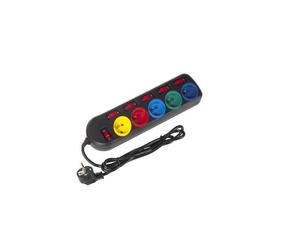 Maclean mce204m base múltiple 1,5 m 5 salidas ac interior negro, mult