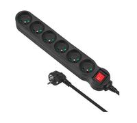 Maclean mce225 base múltiple 1,5 m 6 salidas ac interior negro
