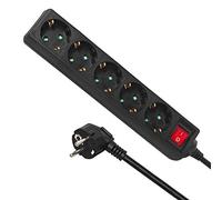 Maclean MCE227G regleta de alimentación con Interruptor Tomas múltiples Enchufe Tira Protección Infantil Schuko 3500W (5X 5m)