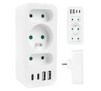 Maclean MCE248 divisor de 3 puertos 2x USB-A 2x USB-C PD 20 W | centro de alimentación carga rápida protección infantil diseño compacto (Blanco)