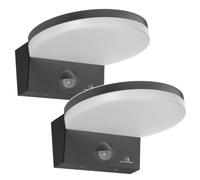 Maclean MCE344 Aplique LED con Sensor de Movimiento PIR (2 unidades, gris) | Sensor Crepuscular para Exteriores e Interiores, Aplique 15W 1560lm Lámpara Exterior Impermeable