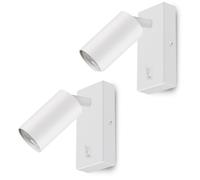 Maclean MCE369 Aplique de Pared GU10 con Interruptor Máx. 40W | Punto Giratorio | Diseño Moderno para Salón, Dormitorio y Pasillo | 55x100 mm (Blanco, 2 unidades con luz blanca neutra de 7W)