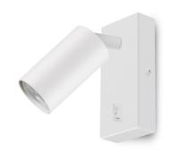 Maclean MCE369 Aplique de Pared GU10 con Interruptor Máx. 40W | Punto Giratorio | Diseño Moderno para Salón, Dormitorio y Pasillo | 55x100 mm (Blanco, con luz blanca cálida de 7W)