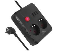Maclean Regleta MCE387/8 – 2 tomacorrientes, 3xUSB, 2500W, cable 1,5 m con enchufes 45° (Negro)