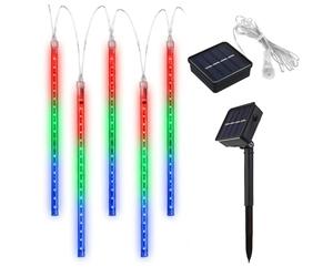 Maclean MCE411 Luces Led Solares 2,4m, 144 LEDs, Modo LED, Batería Li 800mAh, carámbanos que caen