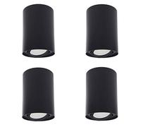 Maclean MCE422 B Foco de Techo Orientable con Casquillo GU10 para Lámparas LED y Halógenas Hasta 40W IP20 (Negro, 4x Unidades - Redondo) + (x4 Unidades Bombillas MCE437 WW)