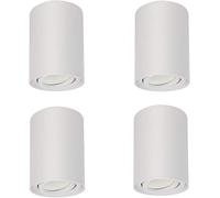 Maclean MCE422 W Foco de Techo Orientable con Casquillo GU10 para Lámparas LED y Halógenas Hasta 40W IP20 (Blanco, 4x Unidades - Redondo) + (x4 Unidades Bombillas MCE437 WW)