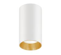 Maclean MCE458 W/G Luminaria halogena montaje en superficie/tubo, spot, redondo, aluminio, GU10, 55x100mm, blanco/oro