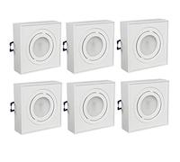 Maclean MCE464 W Luminaria Empotrable GU10 Marco de Foco Empotrable Plafón Empotrable máx 35W IP20 (6x Luminaria cuadrada- in ombilla 7W, Blanco)