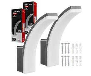 Maclean MCE511 Aplique LED, Iluminación de Pared para Interior y Exterior, Lámpara 20W, IP65 Resistente al Agua, 2750lm, Blanco Neutro 4000K, Rango de Detección: máx. 10m (2 unidades, Gris)