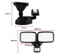 Maclean MCE524 B Lámpara LED de Pared con Sensor de Movimiento PIR, 20 W, 1500 lm, Dos Cabezales Regulables, IP65, Color Neutro 4000 K, Negro, Clase Energética E