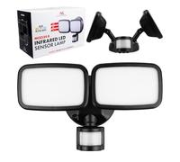 Maclean Lámpara LED de pared MCE524 B – Sensor PIR, 20W, 1500 lm, dos cabezales, IP65, Negro