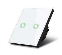 Maclean Interruptor de luz MCE711W – 2 vías, redondo, cambio de color, luz de fondo LED, blanco