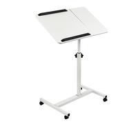 Maclean Mesa portátil 59–89 cm, tablero doble inclinable 90°, ruedas con freno (Blanco)