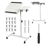 Maclean Mesa portátil 59–89 cm, tablero doble inclinable 90°, ruedas con freno (Blanco)