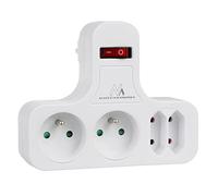 MacleanToma de Corriente, cuádruple con Interruptor de Encendido/Apagado, pie de estabilización, Tipo E, 2x2,5A, 2x16A, MCE224